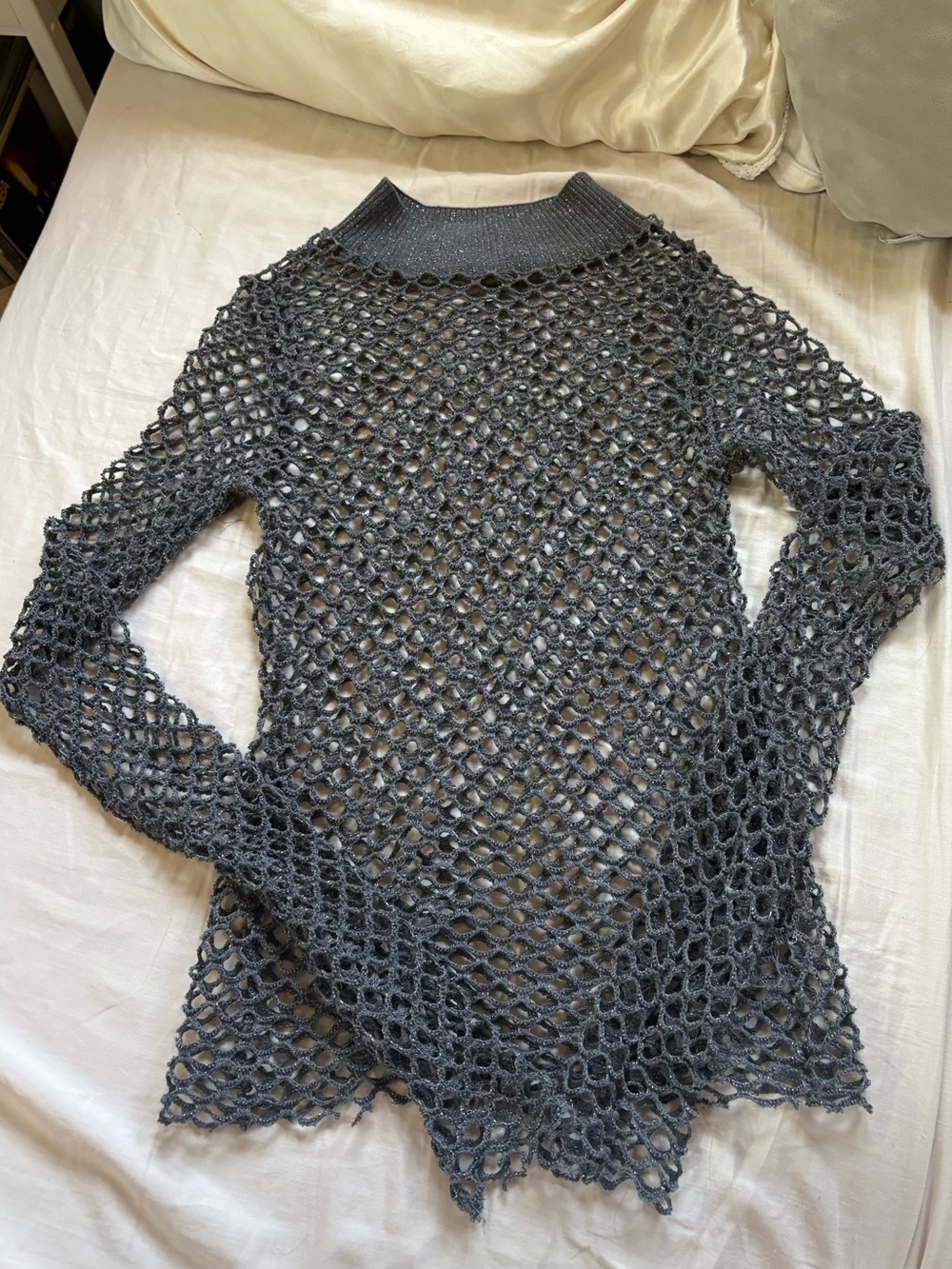 Madden Girl Charcoal Gray Open Knit Sweater